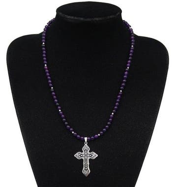 Ketting met kruis Barok – amethist – De Schat der