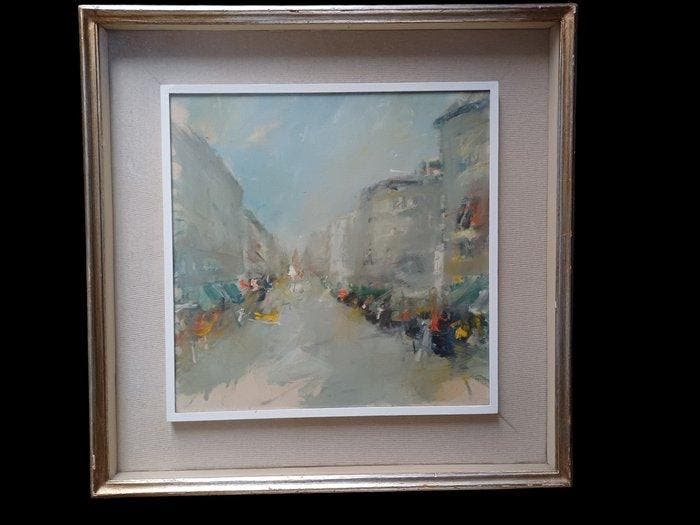 Bruno De Cerce (1916-2000) - Milano Via Cordusio, Antiquités & Art, Art | Peinture | Classique