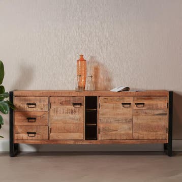 Dressoir Mangohout Kelvin 200 cm, Huis en Inrichting, Kasten | Dressoirs, Verzenden, Nieuw, Overige houtsoorten, Industriële meubels