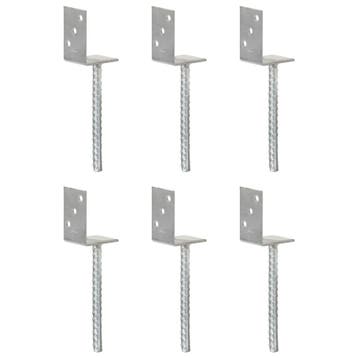 vidaXL Grondankers 6 st 8x6x30 cm gegalvaniseerd staal, Verzenden, Nieuw