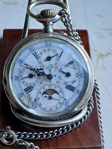 Orologio da taschino triplo calendario e fasi, Antiquités & Art, Antiquités | Horloges