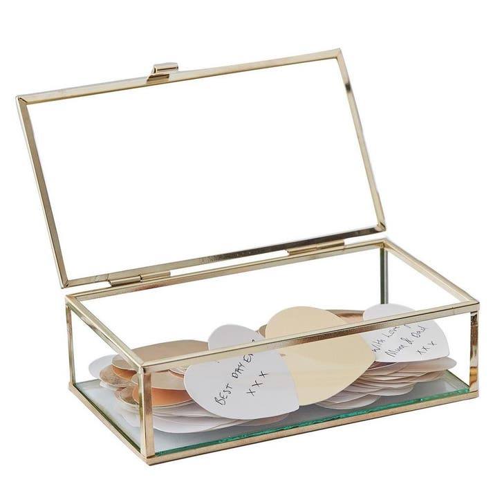 Gouden Gastenboek Glazen Kistje 19cm, Hobby & Loisirs créatifs, Articles de fête, Envoi