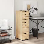 vidaXL Rolling Kabinet met Laden MOSS Heldere vernis 34 x 39, Verzenden, Nieuw