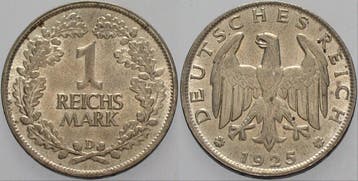 1 Reichsmark 1925 D Kleinmunten Weimarer Republik Weimare..., Verzenden