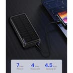 Draadloze Solar Powerbank met 4 Poorten 20.000mAh - LED, Verzenden, Nieuw, Kuulaa