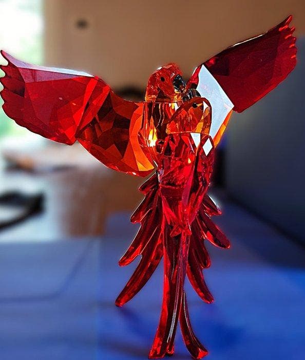 Swarovski - Figuur - Red Parrots - 5136809 - Boxed - Kristal, Antiek en Kunst, Curiosa en Brocante