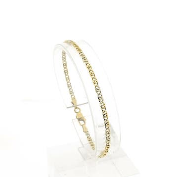 Bicolor gouden marineschakel armband (Schakelarmband), Ophalen of Verzenden