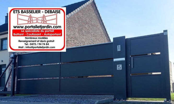 Portail Barrière coulissant autoportant neuf sur mesure, Jardin & Terrasse, Portes de jardin, Acier, Porte coulissante, Neuf