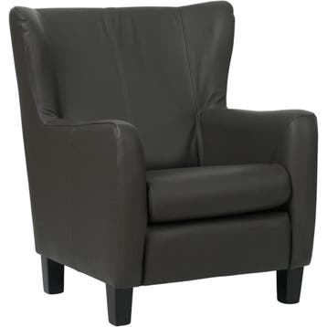 Leren fauteuil Hug - Toledo Antracite (donkergrijs) - Poten, Huis en Inrichting, Nieuw, Ophalen of Verzenden, 75 tot 100 cm, Eigentijds, Klassiek, Retro, Romantisch