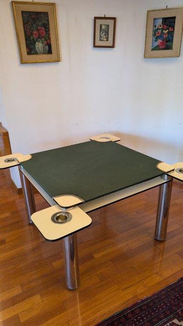 Zanotta - Joe Colombo - Speeltafel - Poker - Vilt, Roestvrij