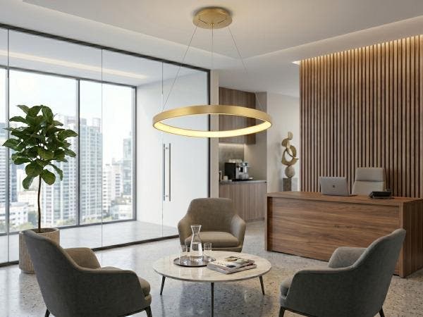 Veiling - Hanglamp Goud 62cm 50W LED CCT 3 Kleur & 3 Stappen, Huis en Inrichting, Lampen | Hanglampen