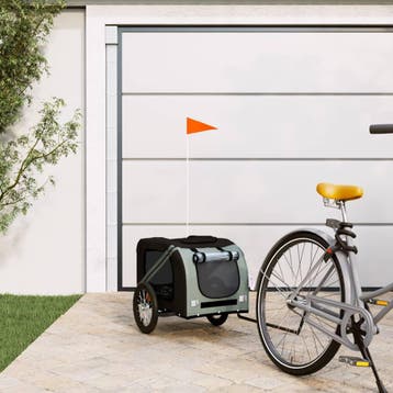 vidaXL Hondenfietstrailer oxford stof en ijzer zwart en, Verzenden