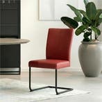 Leren eetkamerstoel Dry - Hermes Red (rood) - Sledepoot, Huis en Inrichting, Stoelen, Nieuw, Leer, Ophalen of Verzenden, Modern
