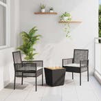vidaXL Tuin Bistro Set 3 pcs Zwart poly rattan, Verzenden, Nieuw