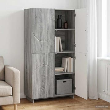 vidaXL Highboard Grijs Sonoma 79 x 41 x 151 cm Bewerkt hout, Maison & Meubles, Verzenden