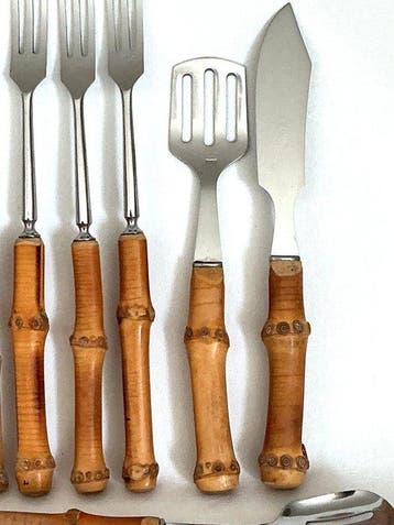 Prachtig Vintage bestek , Bamboudesign uit de jaren 60 -