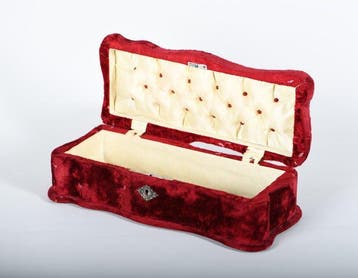 Antieke rood fluwelen Art Nouveau juwelenkist / toiletdoos,