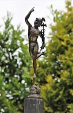 Sculpture, mercury sculptuur - 72 cm - MARMER BRONS, Antiek en Kunst