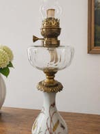 Lamp - Messing, Glas, Aardewerk - kerosinelamp