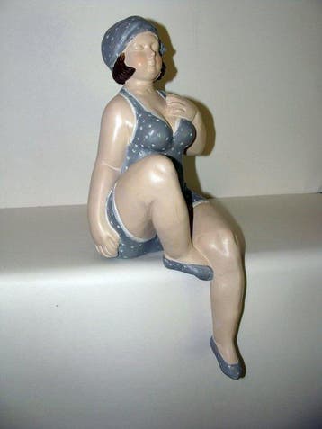 Beeld, Mollige Bade Dame Badenixe Statue, eine Dame in