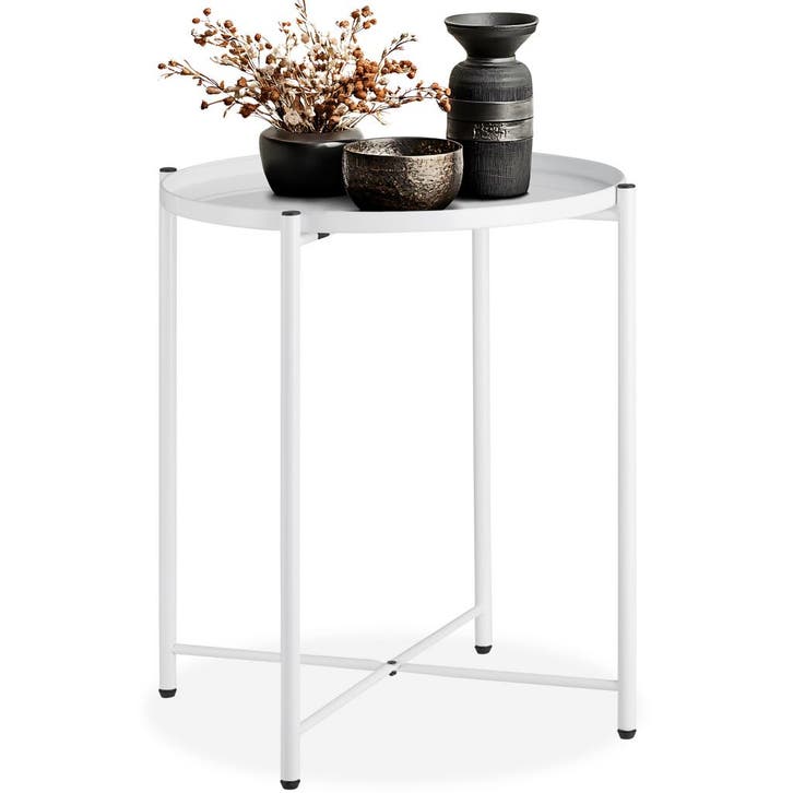 Bijzettafel Chester 45,5x45,5x53cm - wit, Maison & Meubles, Tables | Tables d'appoint, Envoi