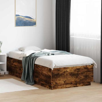 vidaXL Bed Frame met LED Gerookt eiken 80 x 200 cm Bewerkt, Verzenden