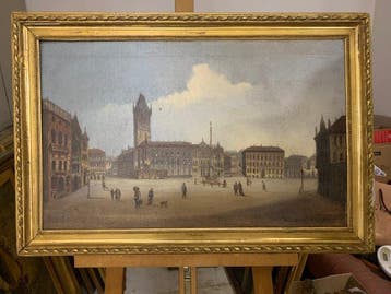 Italiaanse school (XIX) - Paesaggio con personaggi