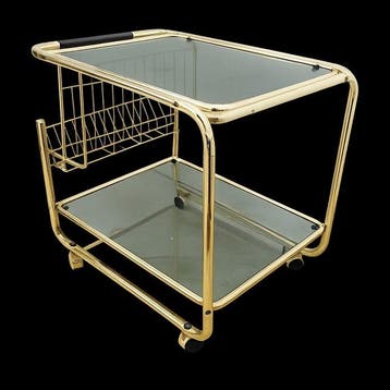 Serveerwagen - Italiaanse rollende trolley in goudkleurig, Nieuw