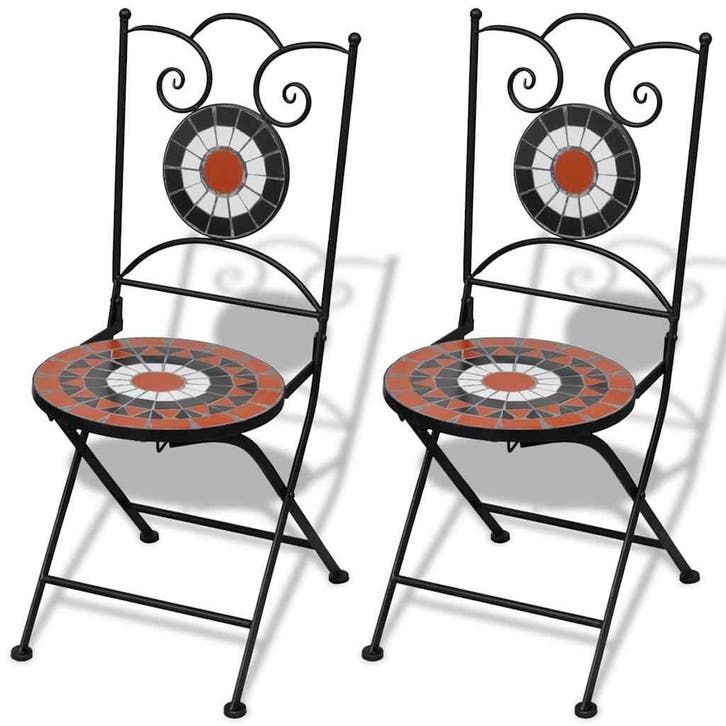 vidaXL Bistrostoelen inklapbaar 2 st keramiek, Tuin en Terras, Tuinstoelen, Nieuw, Verzenden