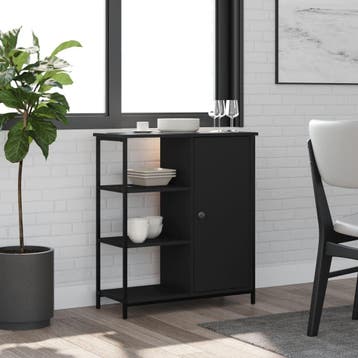 vidaXL Dressoir 70x30x80 cm bewerkt hout zwart, Verzenden