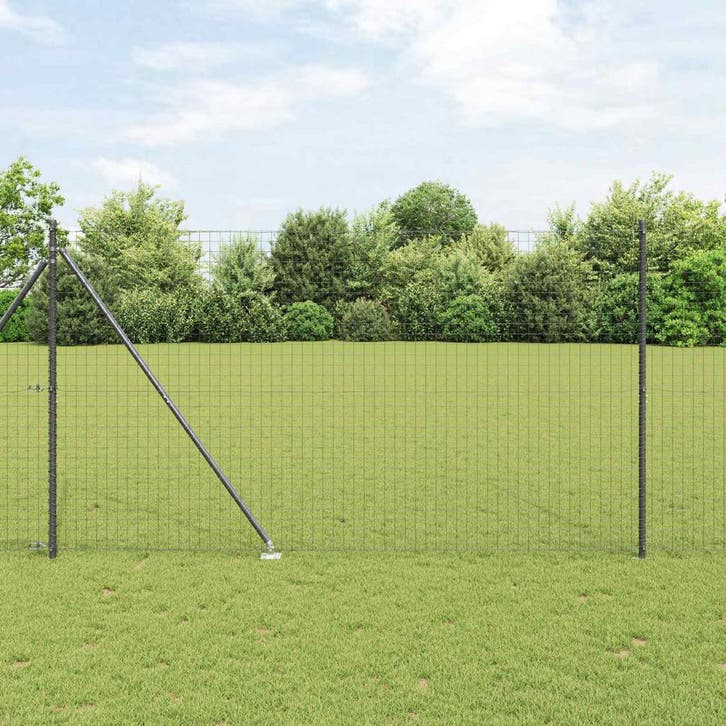 vidaXL Hekpaal met grondpen 52 st Grijs Gepoedercoat staal, Tuin en Terras, Palen, Balken en Planken, Nieuw, Verzenden