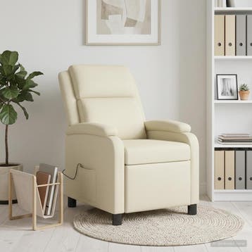 vidaXL Massage Relaxstoel Crèmekleurig Kunstleer, Verzenden, Nieuw