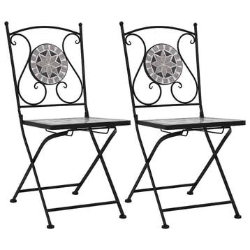 vidaXL Bistrostoelen mozaïek 2 st grijs, Verzenden