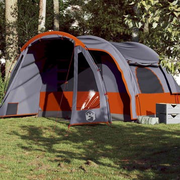 vidaXL Kampeertent 6-persoons waterdicht grijs en oranje, Verzenden, Nieuw