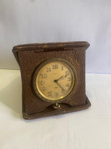 Reisklok - Leder - 1930-1940, Antiek en Kunst