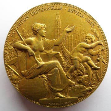 Belgique. Médaille en bronze Léopold II. Exposition