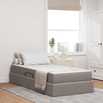 vidaXL Opbergbed met matras met opslag Taupe 90 x 190 cm, Verzenden