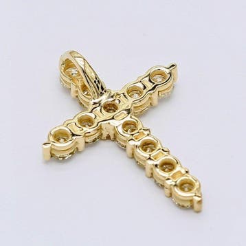 Pendentif en forme de croix - 14 carats Or jaune - 1.23ct., Bijoux, Sacs & Beauté