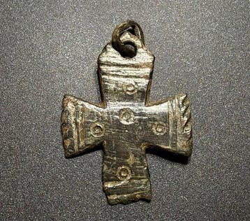 Middeleeuwen, kruisvaardersperiode Brons Kruis met vijf, Antiek en Kunst