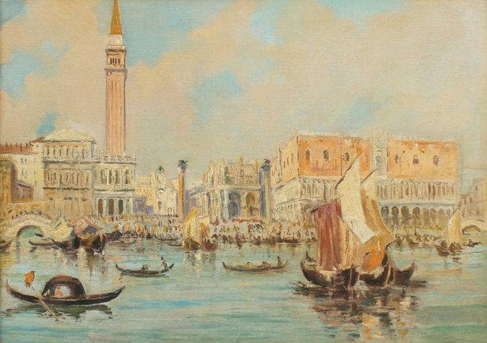 Vincenzo La Bella (1872-1954) - Venezia, Antiek en Kunst, Kunst | Schilderijen | Klassiek