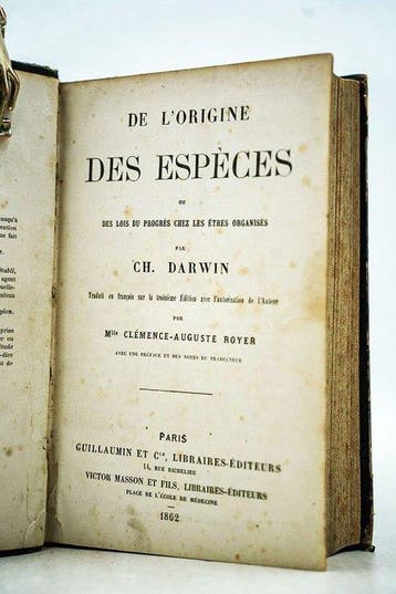 Ch. Darwin & Mlle Clémence-Auguste Royer - De lorigine des