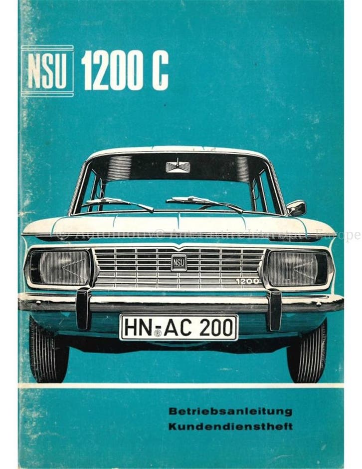 1968 NSU 1200 C INSTRUCTIEBOEKJE DUITS, Auto diversen, Handleidingen en Instructieboekjes