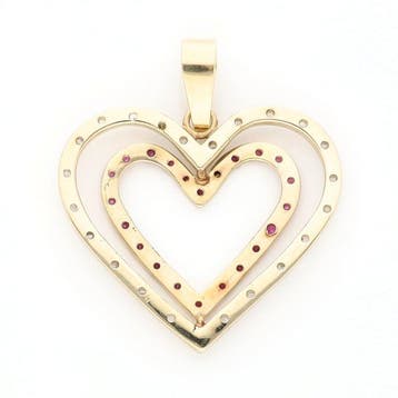 Pendentif - 14 carats Or jaune - Diamant et rubis