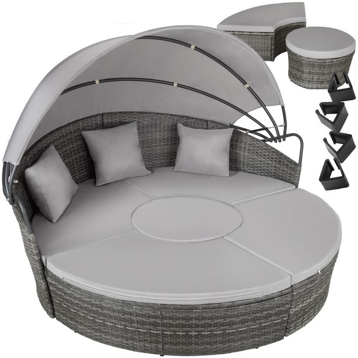 Wicker zonne-eiland Santorini - grijs, Jardin & Terrasse, Ensembles de jardin, Envoi
