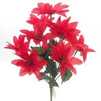 Kerstster kerstroos poinsettia rood zijdenbloem boeket 7, Nieuw