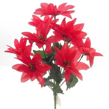 Kerstster kerstroos poinsettia rood zijdenbloem boeket 7