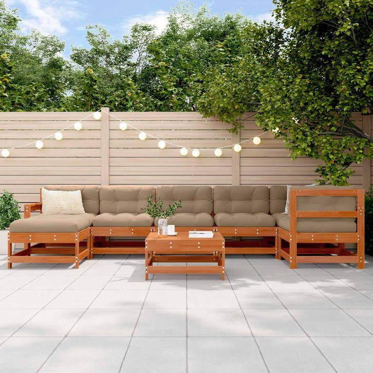 vidaXL Tuin loungeset 8 pcs Waskleur Bruin Massief, Tuin en Terras, Tuinsets en Loungesets, Loungeset, Nieuw, Verzenden