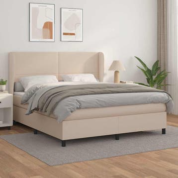 vidaXL Boxspring met matras kunstleer cappuccinokleurig, Verzenden