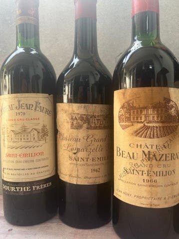 1970 Chateau Jean Faure 1966 Chateau Beau Mazerat Chateau, Verzamelen, Wijnen, Nieuw