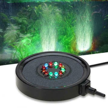 Aquarium Luchtsteen 12 gekleurde LEDs - Zwart, Telecommunicatie, Zenders en Ontvangers, Verzenden, Nieuw